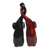 713357 Фигура декоративная "Пара слонов" (черный+бордовый глянец)  L9W14H26