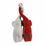 713353 Фигура декоративная "Пара слонов" (белый+красный глянец)  L9W14H26