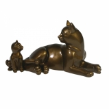 713607 фигура декоративная "Кошка с котенком" (темное золото глянец) L17W9H9 см (1-4)