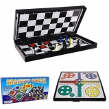 219829 Игра настольная 3 в 1 (шахматы, шашки, лудо (ludo), L24,5 W12,5 H3,5 см