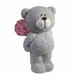 713558 Фигурка декоративная "Медвежонок с букетом (серый)", L4W4,5H11 см