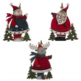 809151 Изделие декоративное подвесное "Олень/Снеговик/Дед Мороз",L9 W0,5 H11,5 см, 4в.