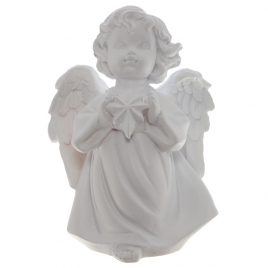 626433 Фигура декоративная "Ангелочек со звездочкой" (цвет белый), L11W8H15 cм (1-9)