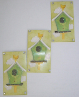01/20 Наклейки 3D коллаж скворечники зеленые (6х7см) набор из 3 шт