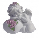 713145 Фигура декоративная "Ангел. Сердце роз" (цвет белый), L15 W9 H13 см, 4 шт/бл