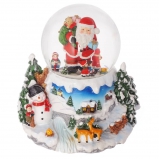 722535 Фигурка декоративная с стекл. шаре "Санта" с подсветкой, муз. и функц. движ., D12 см, L18 W18