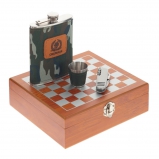 784251 Набор подарочный (шахматы, фляжка 250 мл, стопка, МФУ нож), L20 W19 H6 см