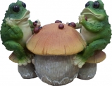 201530 Фигура декоративная садовая "Лягушки на грибе с бож.коровками", H21 см