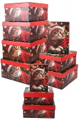 571/X162 Коробка карт. наб. из 10 прямоуг.- нов.год милый котик 19х13х7.5-37.5х29х16см