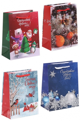 08/XA26.1 Сумка-пакет бум. 08/XA26.1 полуср.- нов.год микс 12/бл