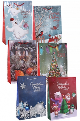 22/XA26.1 Сумка-пакет бум. супербол.- нов.год микс 12/бл